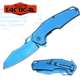 Razor Tactical Titanium Blue Spring Assisted Knife (RT-7112BL)