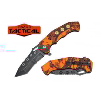 Razor Tactical Spring Assisted Orange Camo Knife with ABS Handle (RT-7043CA3)