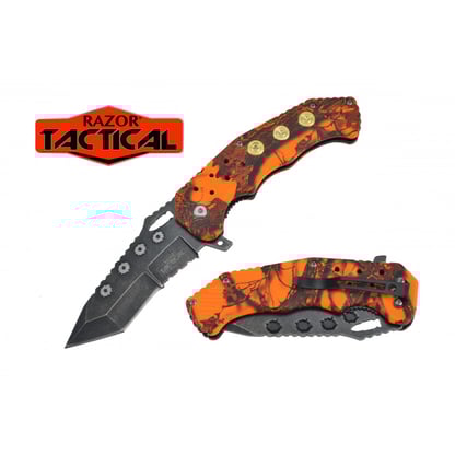 Razor Tactical Spring Assisted Orange Camo Knife with ABS Handle (RT-7043CA3)