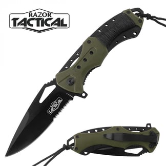 Razor Tactical Spring Assisted Knife with ABS Handle (RT-7022GN)