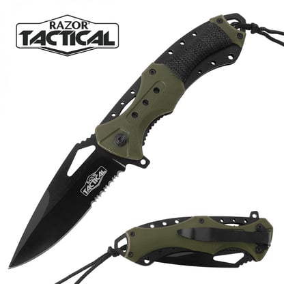 Razor Tactical Spring Assisted Knife with ABS Handle (RT-7022GN)