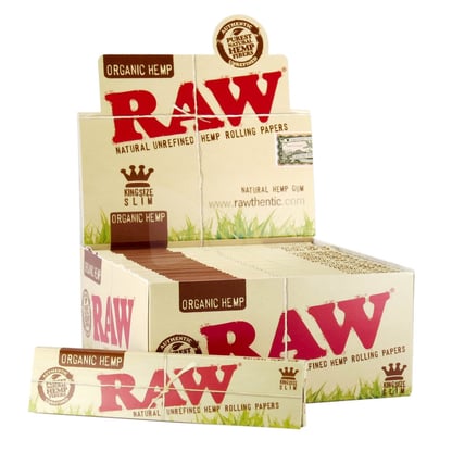 Raw-Organic-Hemp-Paper-50-per-box-32-Leaves-Per-Pack-King-Size-Slim