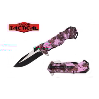 Razor Tactical Spring Assist Knife (Pink) (RT-7128PC)