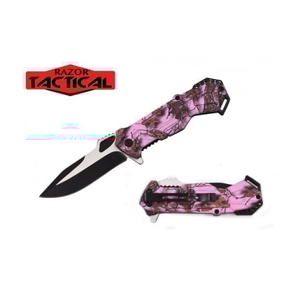 Razor Tactical Spring Assist Knife (Pink) (RT-7128PC)