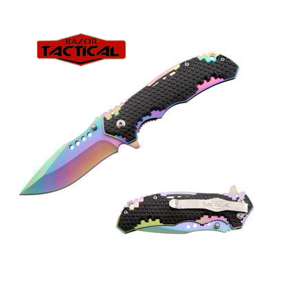 Razor Tactical Honey Comb / Rainbow Blade Assisted Knife with ABS Handle (RT-7090RB)