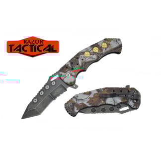 Razor Tactical Spring Assisted Snow Camo Knife with ABS Handle (RT-7043CA4)