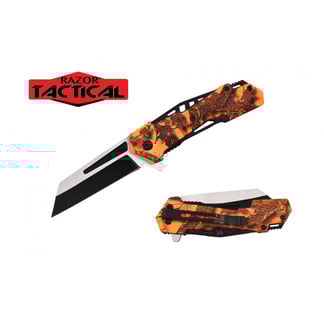 Razor Tactical Spring Assist Knife Coping Blade ABS Handle (RT-7133OC)
