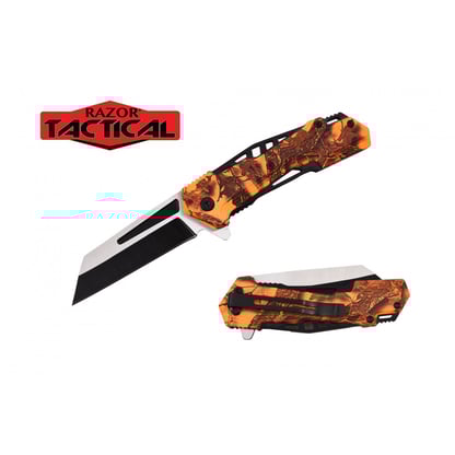 Razor Tactical Spring Assist Knife Coping Blade ABS Handle (RT-7133OC)