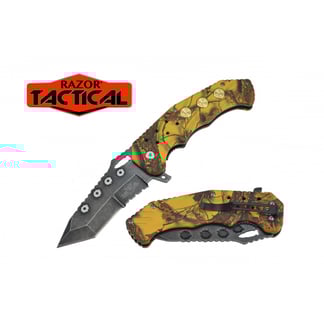 Razor Tactical Spring Assisted Yellow Camo Knife with ABS Handle (RT-7043CA2)