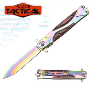 Razor Tactical RAINBOW Stiletto Quick Assist Knife with Black Handle (RT-7113BK)