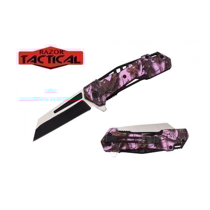 Razor Tactical Spring Assist Knife Coping Blade ABS Handle (RT-7133PC)