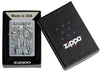 Zippo Lighter 49298 Saloon Skull