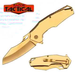 Razor Tactical Titanium Gold Spring Assisted Knife (RT-7112GD)