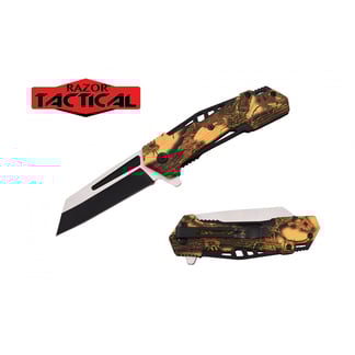 Razor Tactical Spring Assist Knife Coping Blade ABS Handle (RT-7133YC)