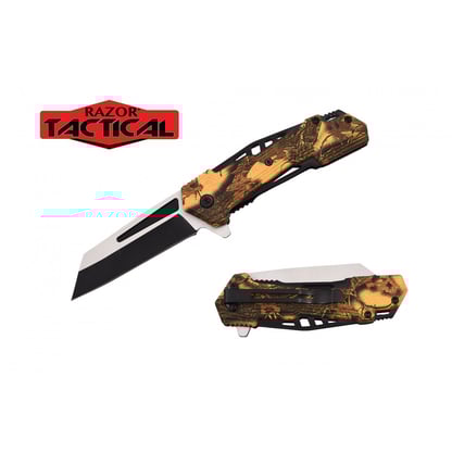 Razor Tactical Spring Assist Knife Coping Blade ABS Handle (RT-7133YC)