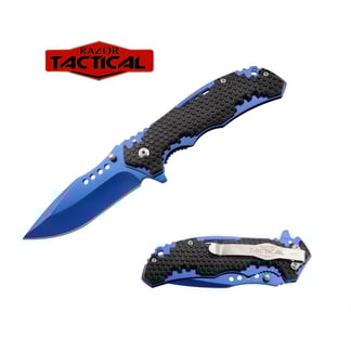 Razor Tactical Honey Comb / Blue Blade Assisted Knife with ABS Handle (RT-7090BL)