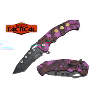 Razor Tactical Spring Assisted Pink Camo Knife with ABS Handle (RT-7043CA1)