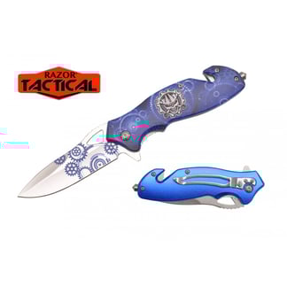 Razor Tactical Spring Assist Knife (Blue) (RT-7123BL)