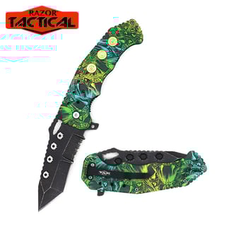 Razor Tactical Spring Assisted Snake Camo Knife with ABS Handle