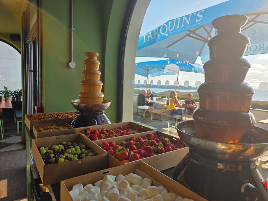 Chocolate fountain at a Salt Wind Catering event in Cornwall (4)