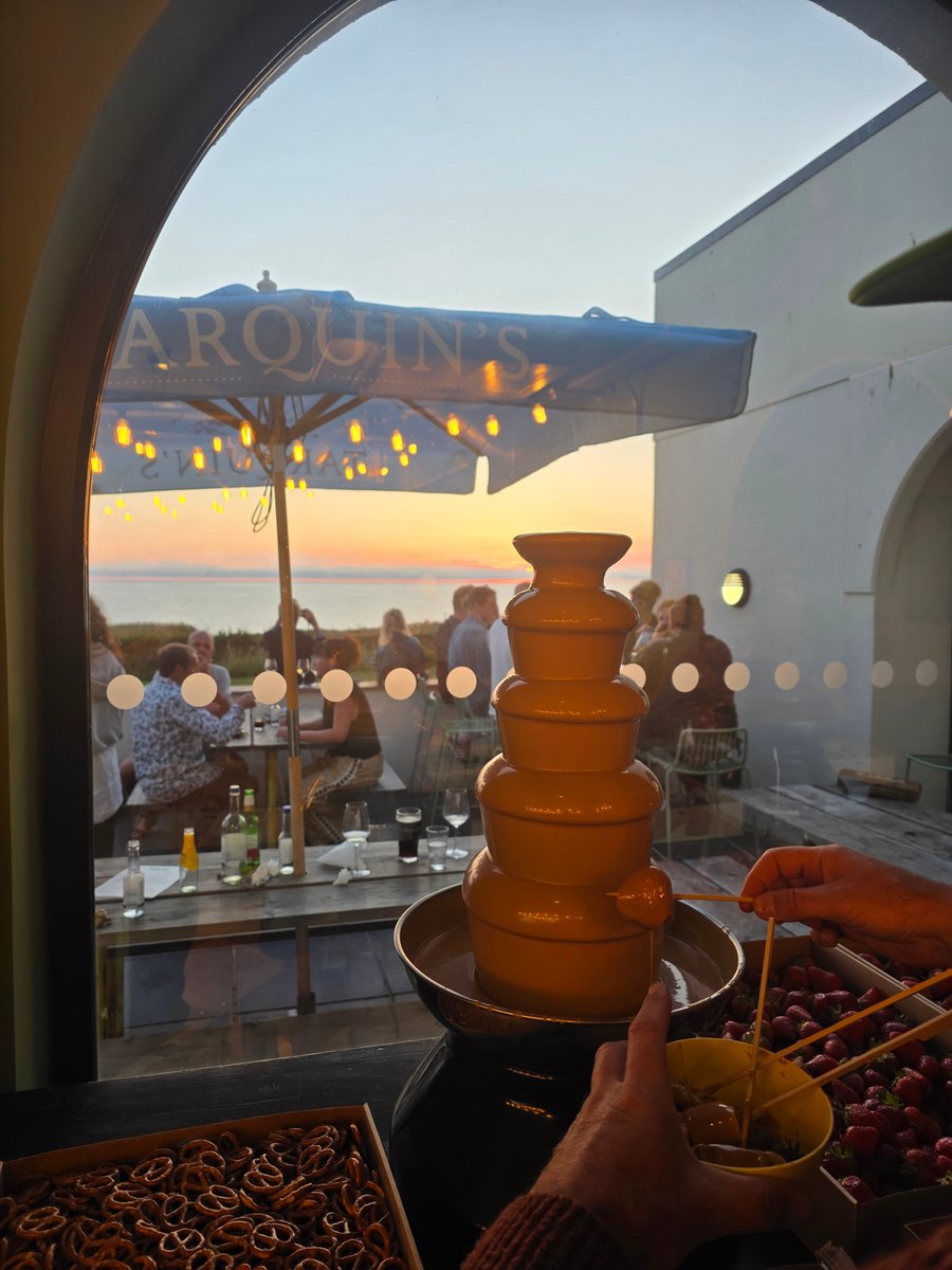 Chocolate fountain at a Salt Wind Catering event in Cornwall