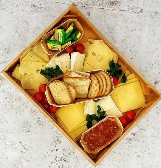 Continental Sliced Cheese Breakfast Sharing Box with Crackers & Pickle | by Salt Wind Catering — image 2