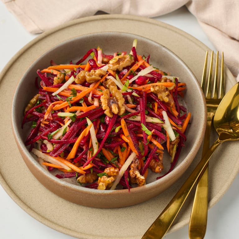 Beetroot, Carrot, Pomegranate, Apple & Walnut Salad — Salt Wind Catering
