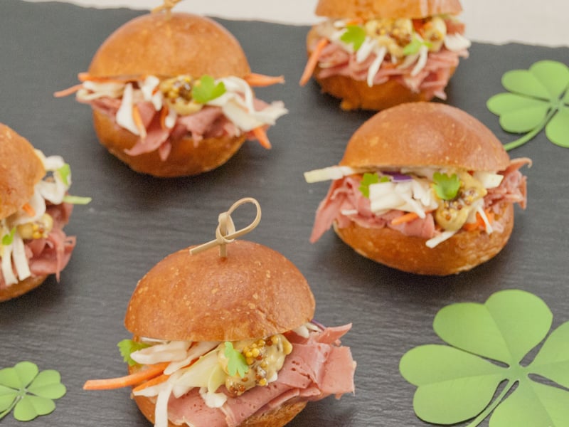 Corned Beef Sliders with Guinness Mustard — Salt Wind Catering