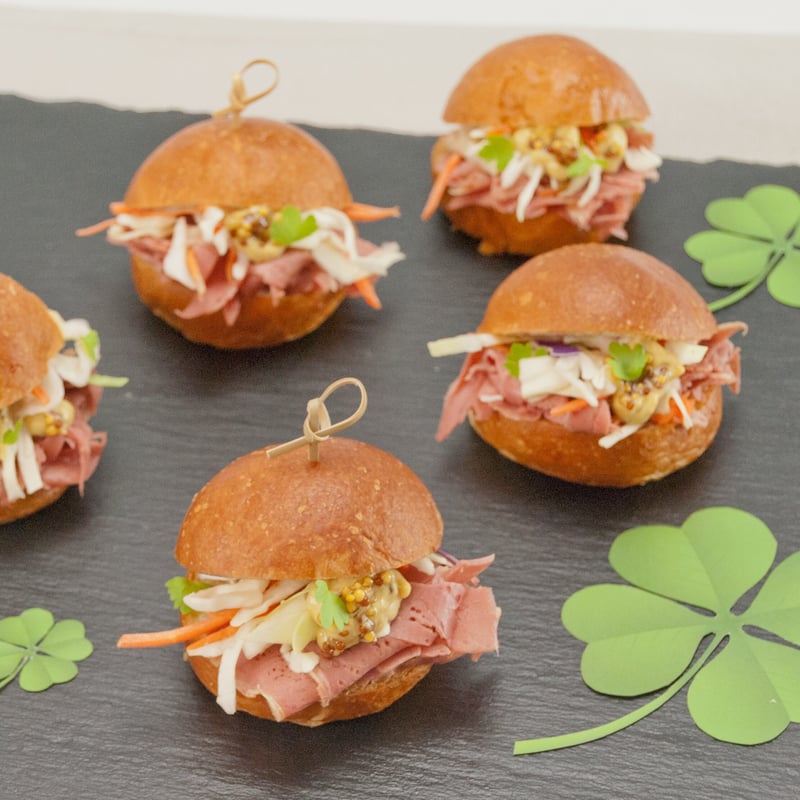 Corned Beef Sliders with Guinness Mustard