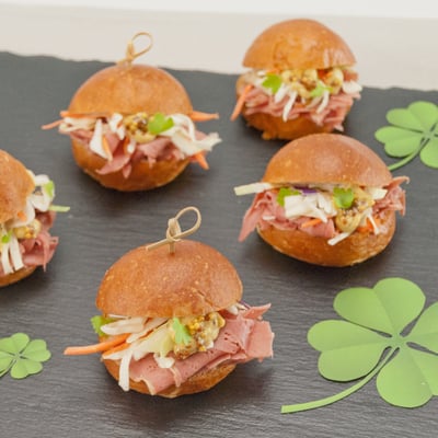 Corned Beef Sliders with Guinness Mustard