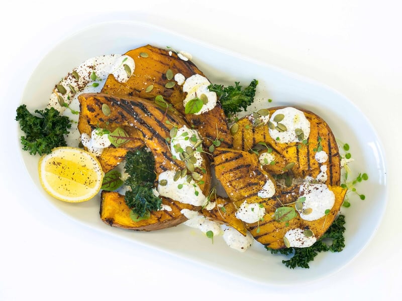 Grilled Squash with Sumac Yoghurt: Salt Wind Catering