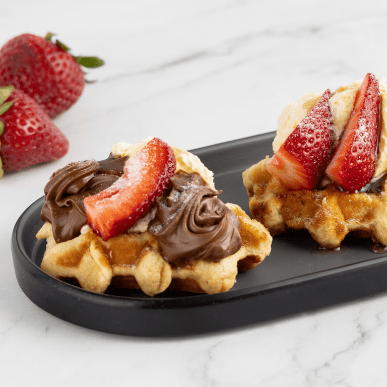Mini Waffles with Nutella and Strawberries — Salt Wind Catering