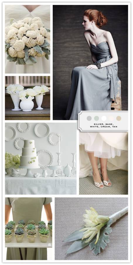 Color Palette: Silver, Sage, White, Cream, Tan 2