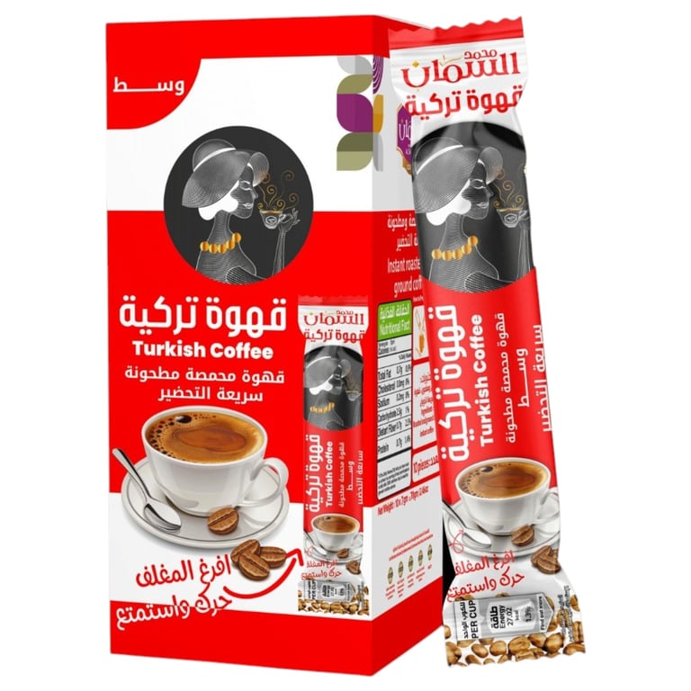 Mohammad Al Samman Roasted Turkish Coffee Instant (medium) 10 Sachets * 20g 
