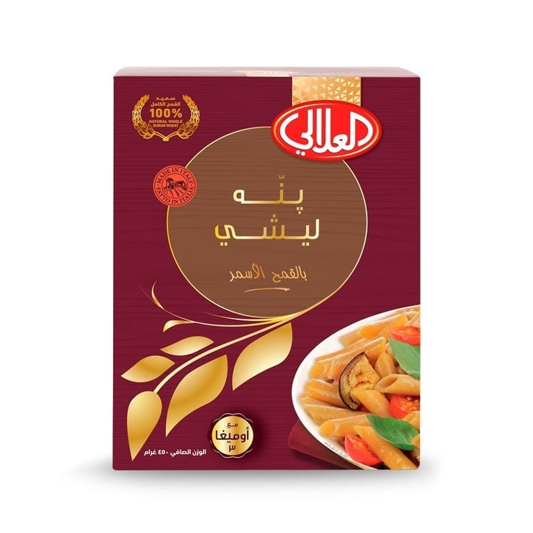 Al Alali Macaroni Penne Lisce Whole Wheat Pasta With Omega 3 - 450 g