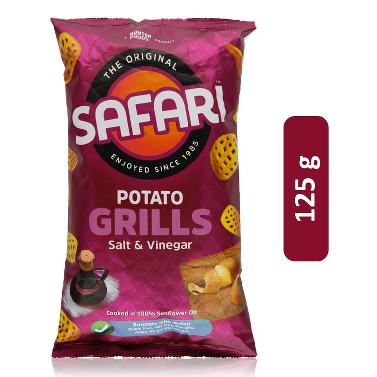 Hunter's Safari Salt & Vinegar Potato Grills - 125 g