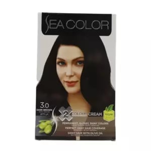 Sea Color Hair Color Kit, Hair Cream With Olive Oil For Shiny Hair, 3.0 Dark Brown