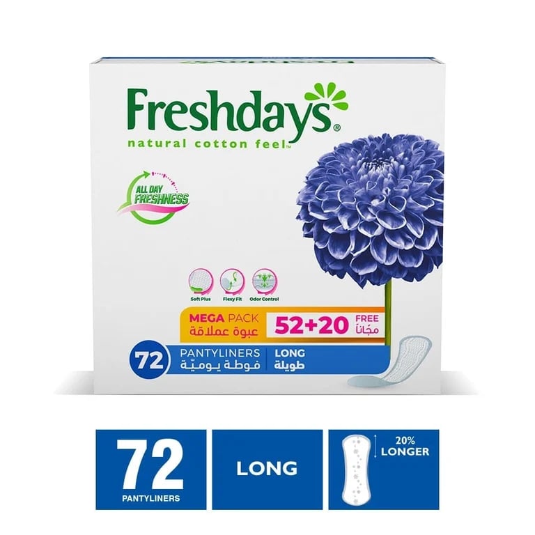 Freshdays Daily Panty Liners Long Mega Pack - 52 + 20 Pads