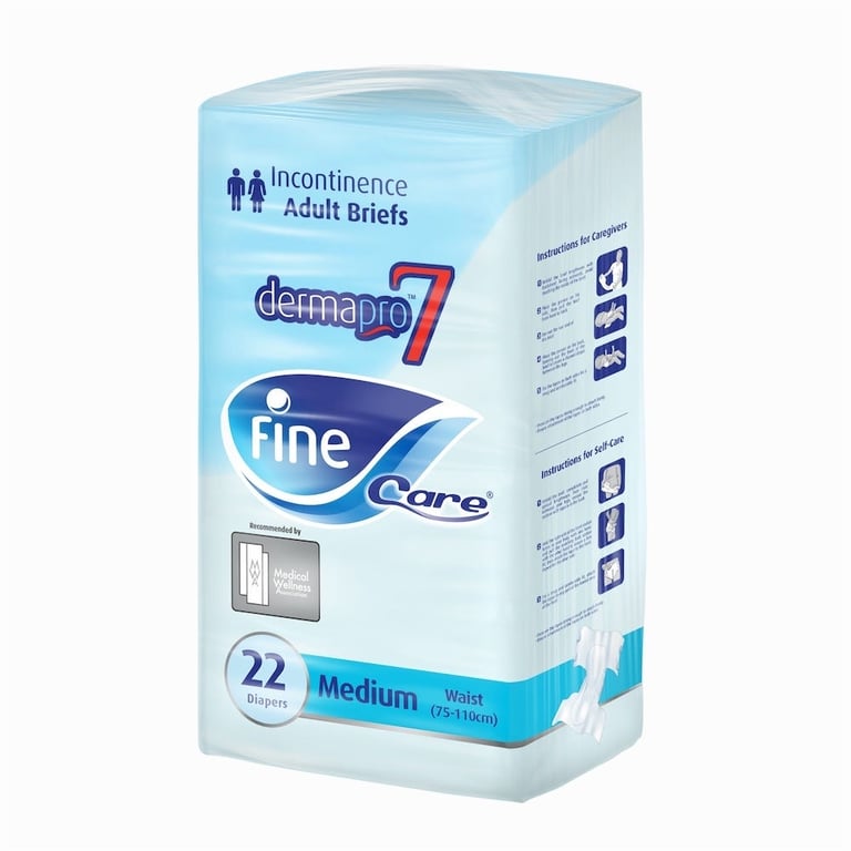 Fine Care Dermapro 7 Incontinence Adult Medium Briefs - 22 Pcs