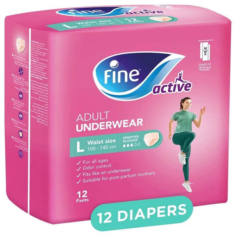 Fine - Female Adult Diaper Pants Size L 100-140Cm  12Pcs