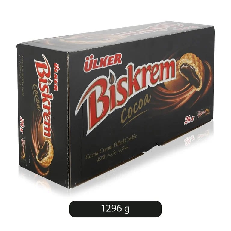 Ulker Biskrem Cocoa Cream Filled Cookies - 24 Pieces, 1296 g