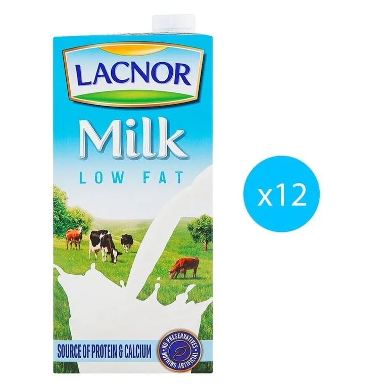 Lacnor Low Fat Milk - 12 x 1 L