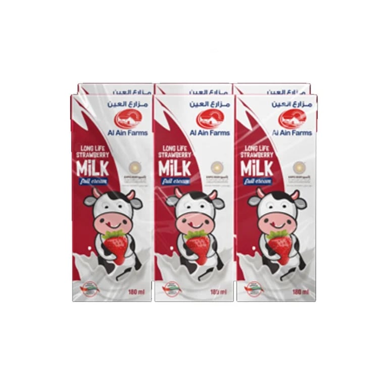 Al Ain Farms UHT Strawberry Milk - 6 x 180ml