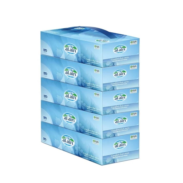 Al Ain Soft Facial Tissues - 5 x 50 Sheets x 2ply