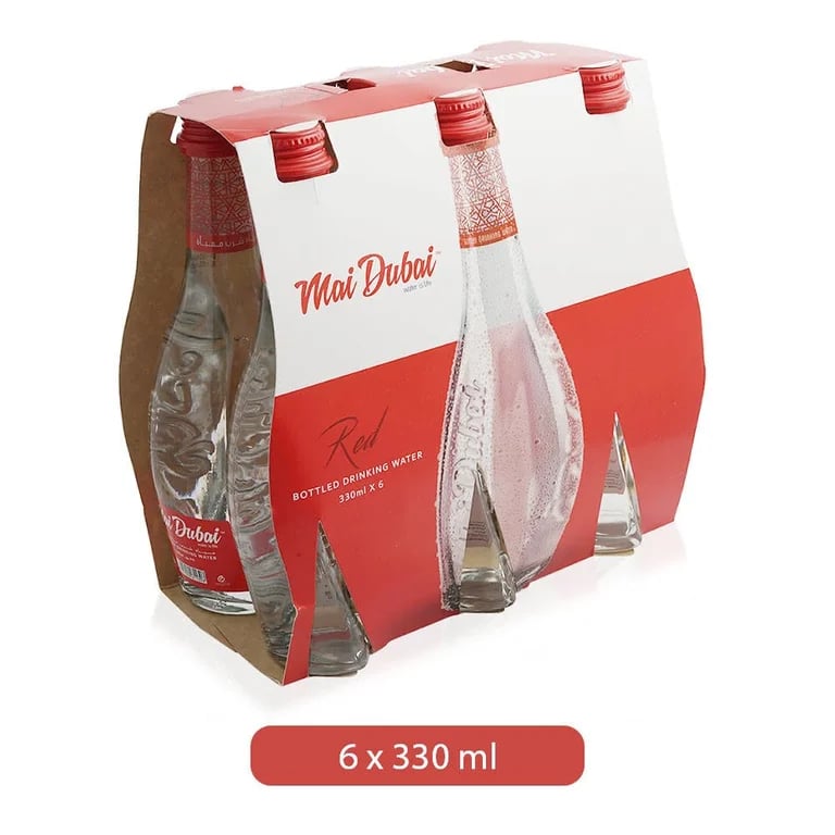 Mai Dubai Natural Drinking Water Glass Bottle - 6 x 330ml
