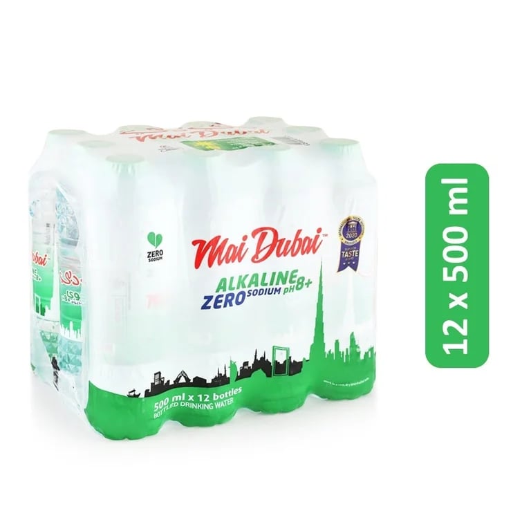 Mai Dubai Alkaline Zero Sodium Bottled Drinking Water - 12 x 500ml