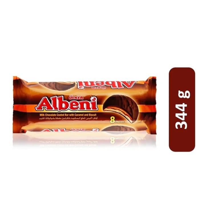 Ulker Albeni Milk Chocolate Coated with Caramel and Biscuit Bar - 344 g
