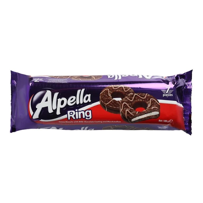 Ulker Alpella Ring Milk Chocolate Coating And Marshmallow Cocoa Biscuit - 189 g