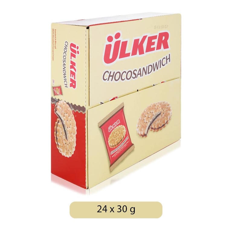 Ulker Choco Sandwich Biscuits with Hazelnut Cocoa Cream - 24 Pieces