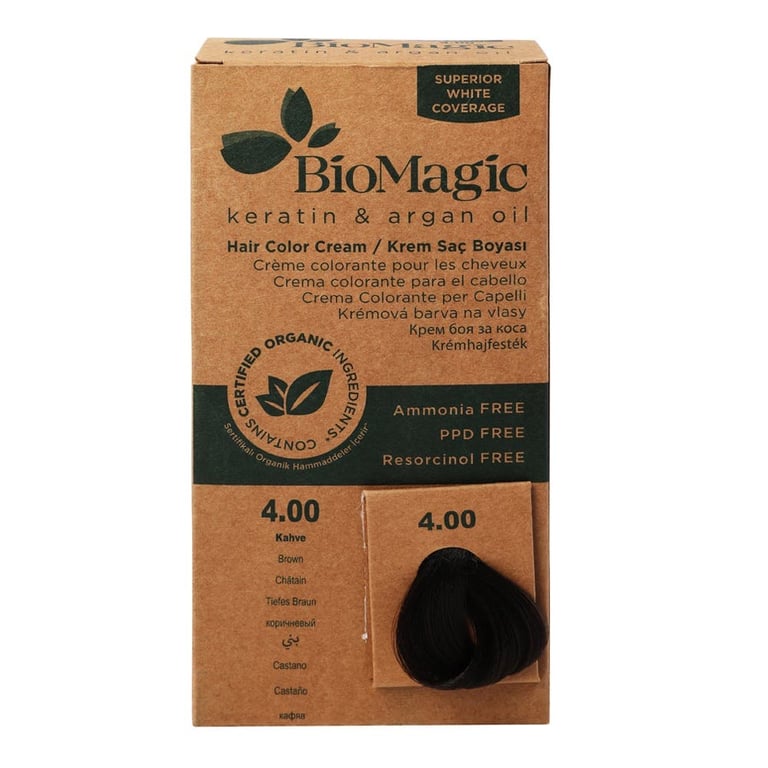 Bio Magic Biomagic Keratin With Argan Oil 4.00 Brown Hair Color Cream - 60 Ml